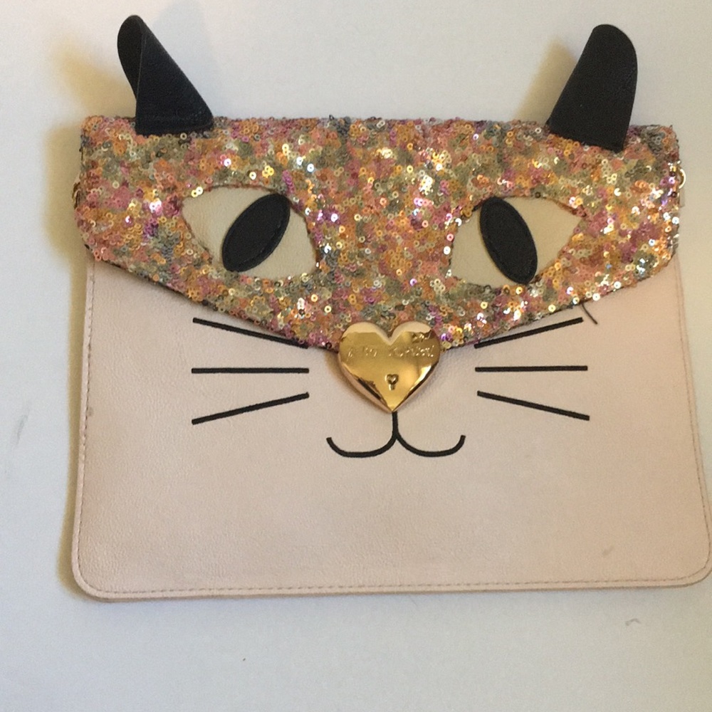 Betsey Johnson Sequin cat crossbody clutch purse